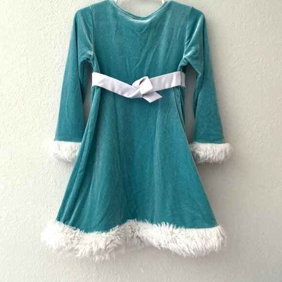 BONNIE JEAN VELOUR FAUX FUR CHRITMAS HOLIDAY SPARKLE SEQUIN DRESS - Picture 4 of 8